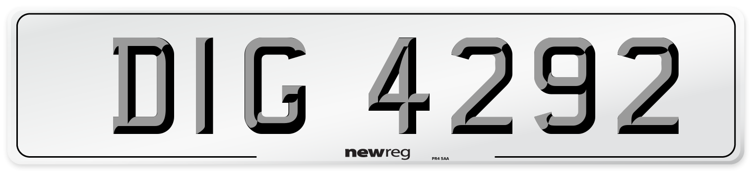 DIG 4292 Number Plate from New Reg